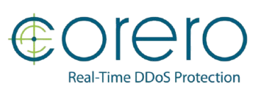 Corero real-time DDoS protection and network security logo