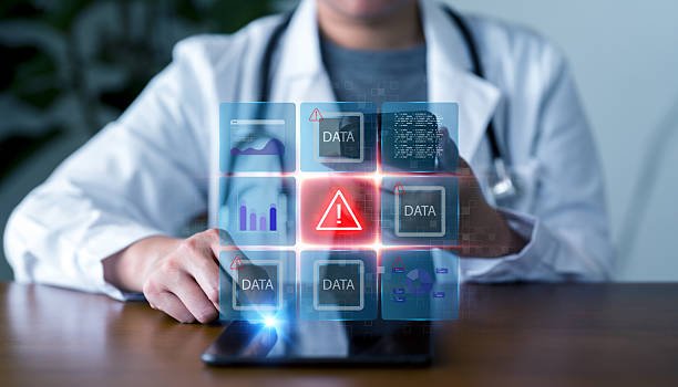 HIPAA cybersecurity specialist protecting healthcare data on a secure network